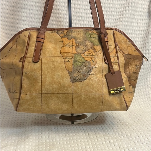 Alviero Martini Tan Map Print Women's Bag - Picture 1 of 15